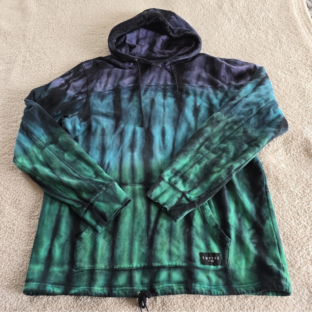 Y2K Empyre Reef Teal Green Purple Hoodie Psychedelic Streetwear Skater Grunge XL